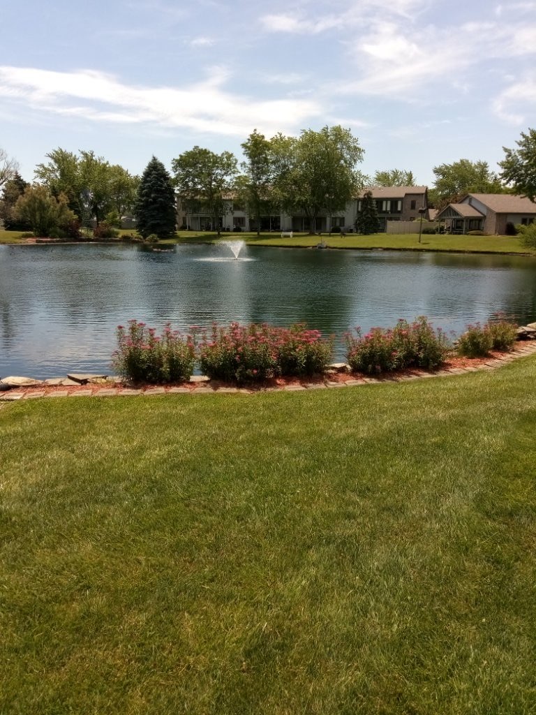 Pond and fountain beside The Clubhouse